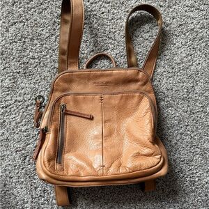 Warm Tan Leather Backpack
